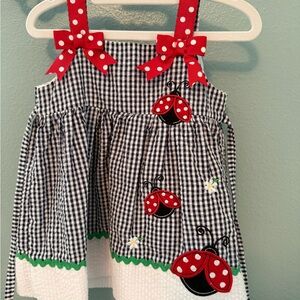 Rare Editions Navy Gingham Dress with Red Accents